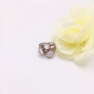 Vintage ATR 925 Sterling Silver 14KT Gold Accent Multi Gem Ring Size 7